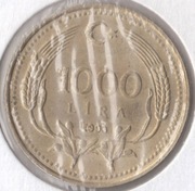 TURCJA 1000 lirów 1993, KM# 997, XF