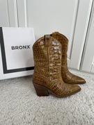 Kowbojki botki skórzane Bronx 38 kozaki brązowe