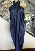 Chusta szal pareo sarong jedwab granatowa     180 cm x 90 cm nowa