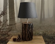 Drewniana DĘBOWA Lampa Nocna z drzewa z korą  -- FAKŁY