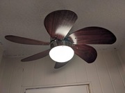 Wentylator sufitowy z lampą (gwint E27) drewno+metal, 75cm, cichy