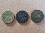 Polska, 3x 5 groszy 1923 , 1928 , 1930 II RP stan