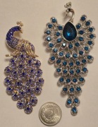 Piękna bogatozdobiona broszka PTAK przypinka, ozdoba żakietu, 2szt.