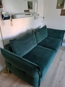 Kanapa/sofa rozładana z funkcją spania pojemnik na pościel zieleń butelkowa