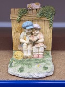 Dekoracyjna podpórka do książek vintage dzieci czytające Ozdoba figurka1994