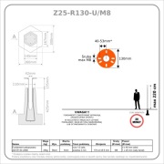 Fundament (stopa żelbetowa) Z25-R130-U/M8 - lampy, słupy, pergole, wiaty