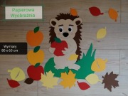 Dekoracja jesień szkoła jeż gazetka liście papier