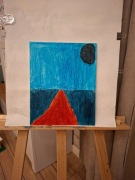 Obraz malowany przez dziecko markerami na płótnie