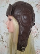 Skórzana czapka pilotka 