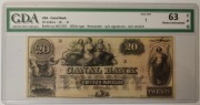 20$ Dollars Canal Bank New Orleans 1850s – UNC 63 EPQ kolekcjonerski