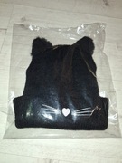 Nowa czapka nosek kotka z wąsikami uszka puchate kot kotek roz.6 lat do 116