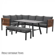 Meble ogrodowe komplet jadalniane antracyt tarasowe wypoczynkowe ogród