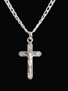 Męski naszyjnik stalowy – krzyżyk + łańcuszek pancerka 55 cm, prezent