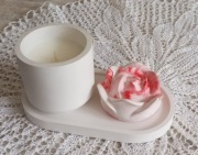 Zestaw OWALNA taca dekoracyjna i pojemnik gips ceramiczny 18cm MANUFAKTURA