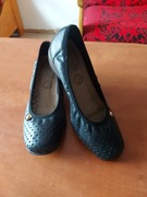 Śliczne pantofelki (baleriny) Lasocki skóra , czarne roz 36/23cm