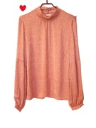 Bluzka różowa twarze długi rękaw 42 zwiewna wiosna