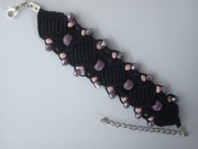 BRANSOLETKA MAKRAMA KRYSZTAŁKI SZKLANE RĘKODZIEŁO 