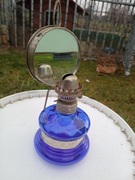 Lampa kobaltowa niebieska z lusterkiem  zabytkowa