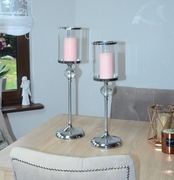 Lampiony szklane Glamour srebrny świeczniki 58cm