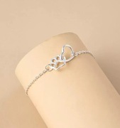 Bransoletka srebrna serce z łapą 