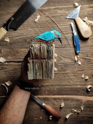 Figurka zimorodek drewno rzeźba ozdoba wnętrza drewno dryfowe 2