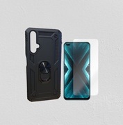 Etui + szkło Huawei Nova 5T, pancerne, magnetyczne z ringiem, czarne
