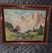 Obraz olejny Alpy Michael Reuss z 1968 r. vintage