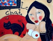 Kot Obraz Unikat Ręcznie Malowany Erotyka