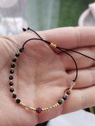 Bransoletka na nici jedwab różaniec lapis lazuli malachit szafir rubin 