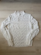 Biała prześwitująca bluzka z haftowanym kołnierzykiem NA-KD rozmiar