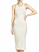 H&M Sukienka dzianinowa jedwab len bawełna kremowa zimowa Basic casual 36 S