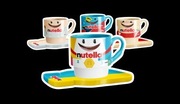 Unikalny zestaw Nutella - 4 kubeczki / filiżanki i 4 talerzyki 