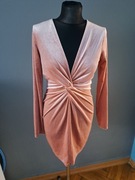 Nowa piękna welurowa sukienka M/38 różowa