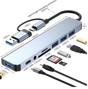 HUB USB 8 w 1 z rozdzielaczem kart,