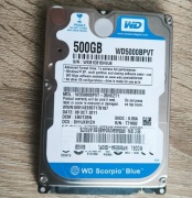 Dysk HDD 500GB Western Digital 2.5" SATA | WD5000BPVT | 100% Sprawny