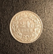 SZWAJCARIA - 2 FRANKI - 1968 -