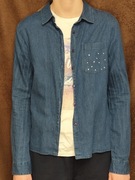 Koszula dziewczęca jeansowa z kieszonką rozmiar 158