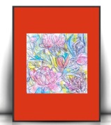 kwiatki obrazek A4, boho grafika 21x30, ogród rysunek a4 grafika do domu