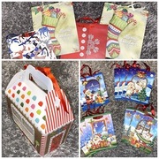 Torebki świąteczne, prezentowe z okienkami 15szt i 4 pudełka na ciastk