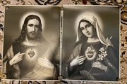 Para przedwojennych oleodruków Serce Pana Jezusa Serce Matki Boskiej
