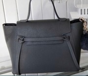 Włoska 100% skórzana torebka szara, duża nowa