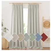 2 Sztuki Zasłony Na Taśmie Z Dodatkiem Lnu 245x140cm wys. x szer. Szare