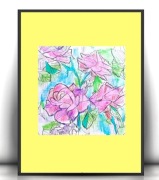 róże obrazek A4, botaniczny plakat 21x30, kwiaty rysunek a4 grafika boho