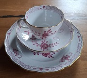 Miśnia Meissen indyjskie trio śniadaniowe kwiaty sygnowana