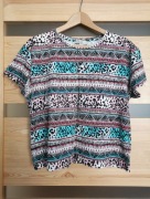 Kolorowa koszulka bluzka clockhouse L panterka wzory azteckie 