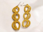 Długie haftowane kolczyki a'la łańcuszek - kolor odcienie żółtego, złota