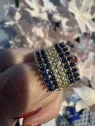 Pierścionek granatowe kamienie Premium rozm 17