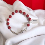 Bransoletka KORAL Z Krzyżem +zapięcie Metalowy łańcuszek 