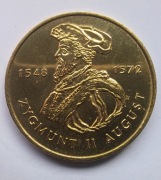 2 zł., złote 1996 Zygmunt II August. Piękne i rzadkie.