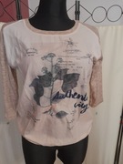 Świetna bluzka kwiaty z rękawem 3/4 wyprzedaż 